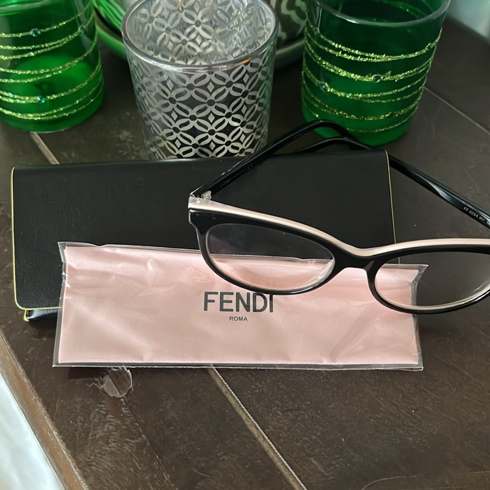 Fendi FF0254 Black and Light Peachy Pink Eyeglasses Frames - Picture 7 of 7